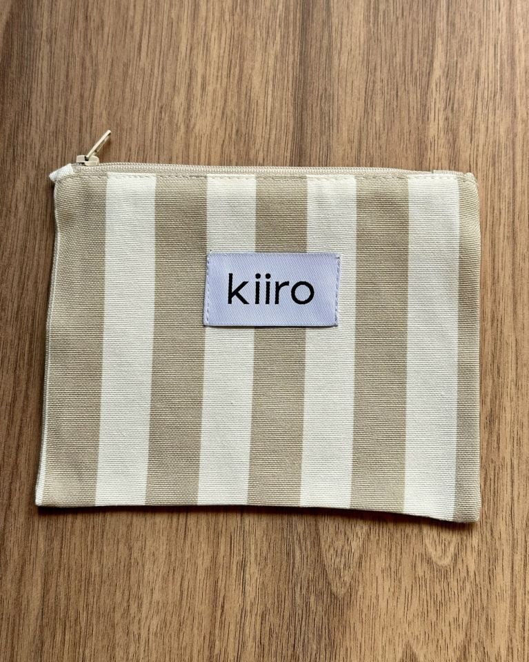 KIIRO POUCH / BEJ ÇİZGİLİ