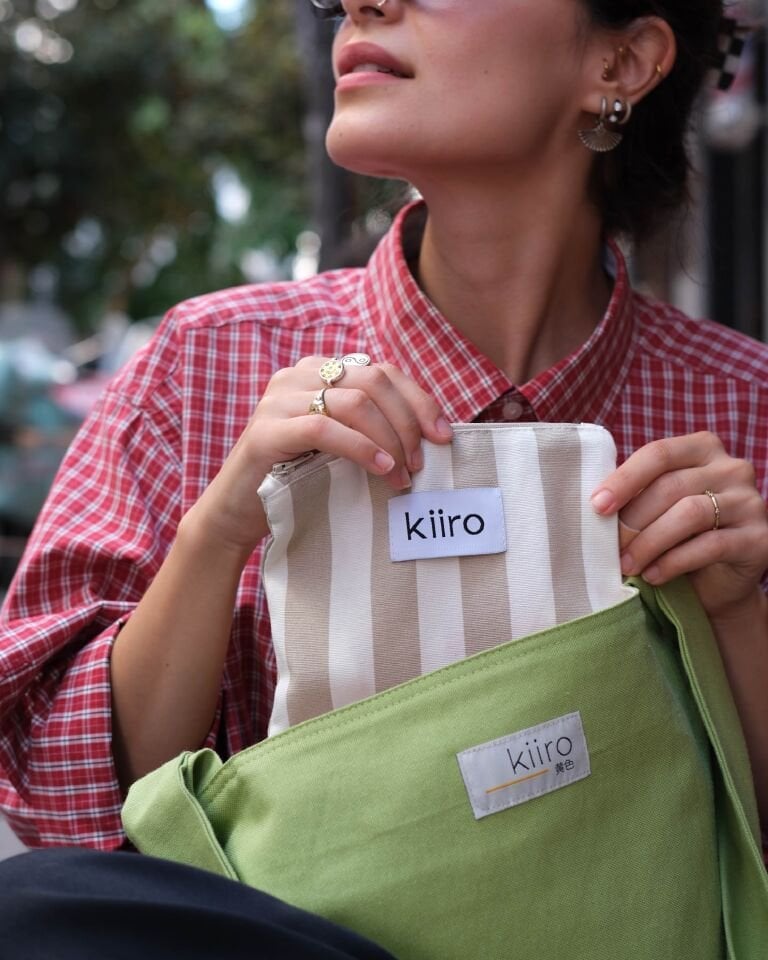 KIIRO POUCH / BEJ ÇİZGİLİ